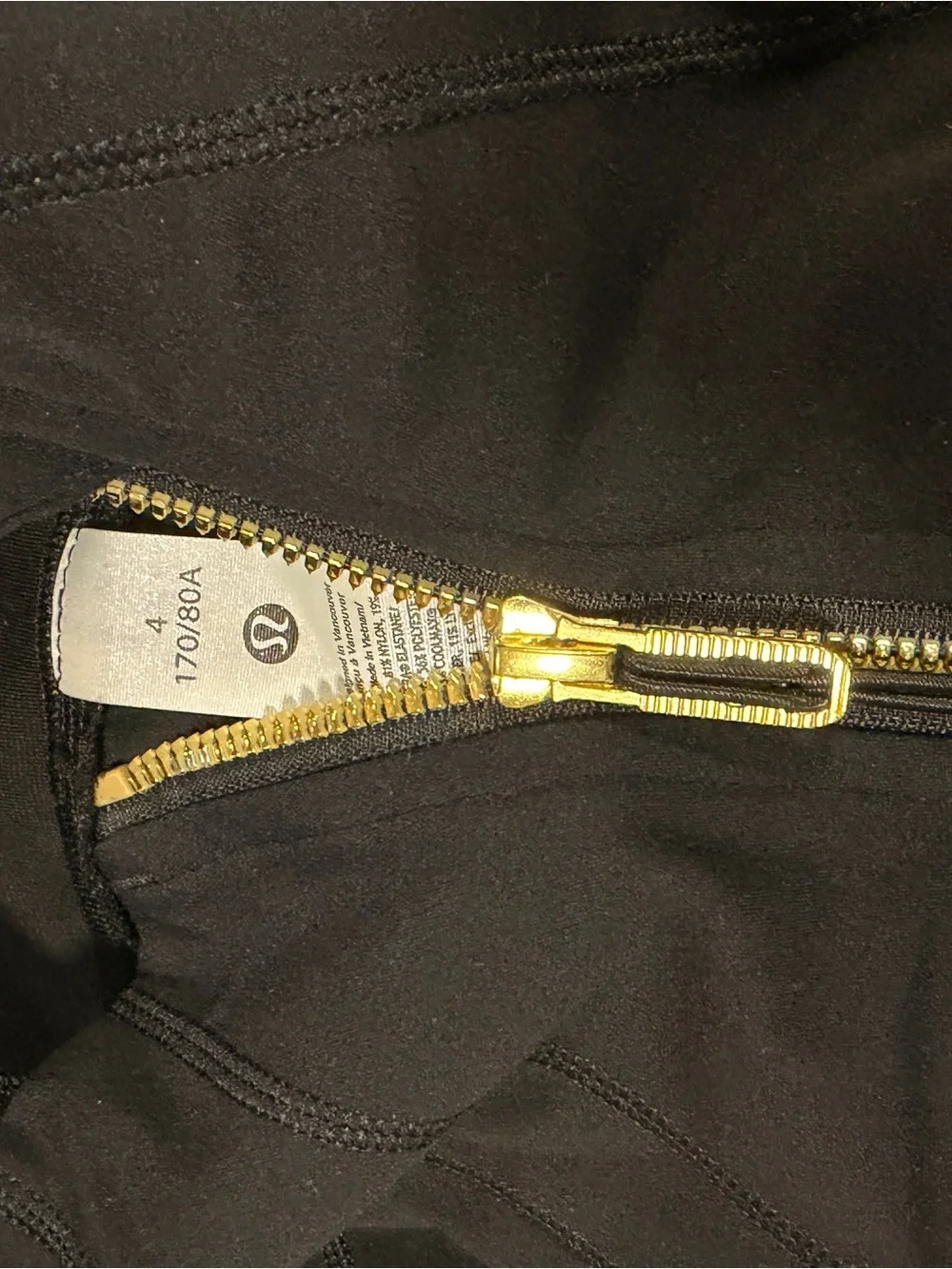 lululemon athletica Black Bomber Jacket with Gold Zippers